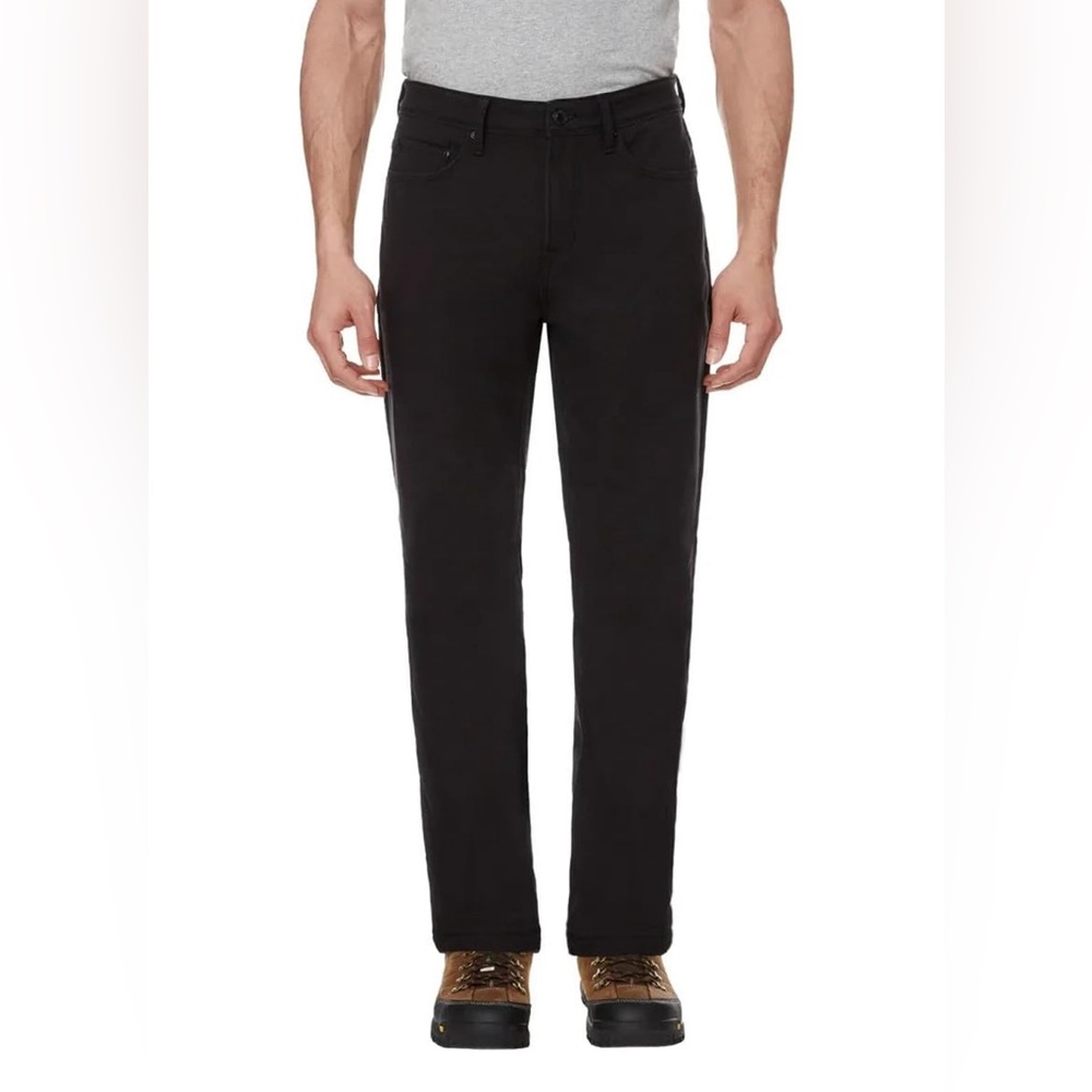 CAT Caterpillar Fleece Lined Work Pants Mens 36 x 34 Black Canvas Insulated